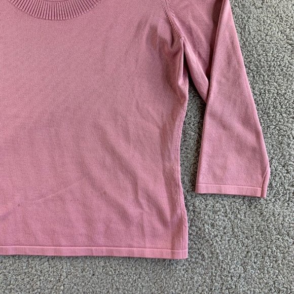 Ann Taylor Loft Sweater Top Womens Medium Silk Nylon Stretch Scoop Neck Pink - Picture 5 of 12